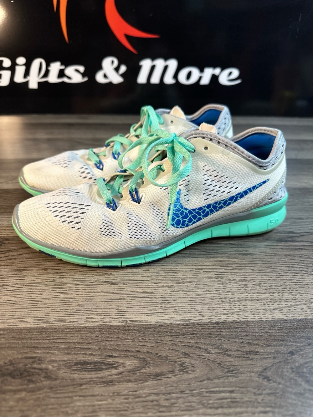 Nike Women's Mint Green and Blue Mesh Running Shoes